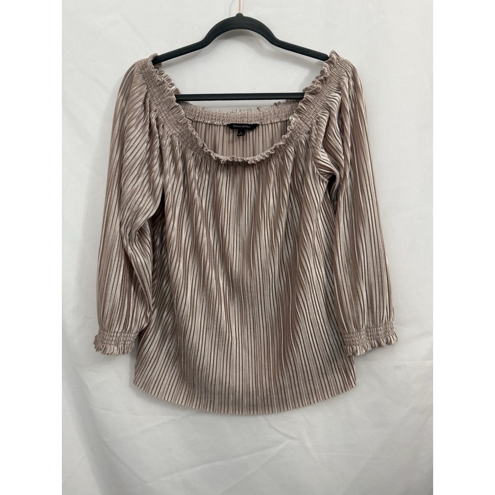 Banana Republic Off Shoulder Pleated Velour Beige Top Womens‎ Size Large